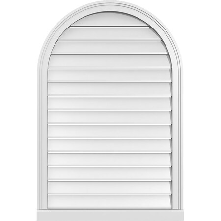 Ekena Millwork Round Top Surface Mount PVC Gable Vent: Functional, w/ 2"W x 2"P Brickmould Sill Frame, 28"W x 42"H GVPRT28X4203SF